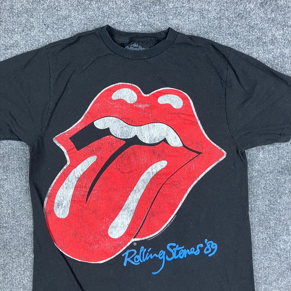 Rolling Stones T-Shirt Mens M Black 1989 Tour Band Graphic Tongue Logo